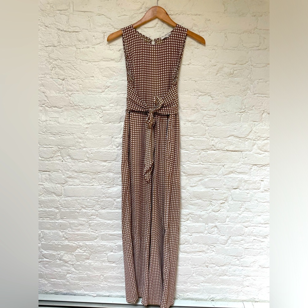 Brown wide leg jumpsuit with bow small